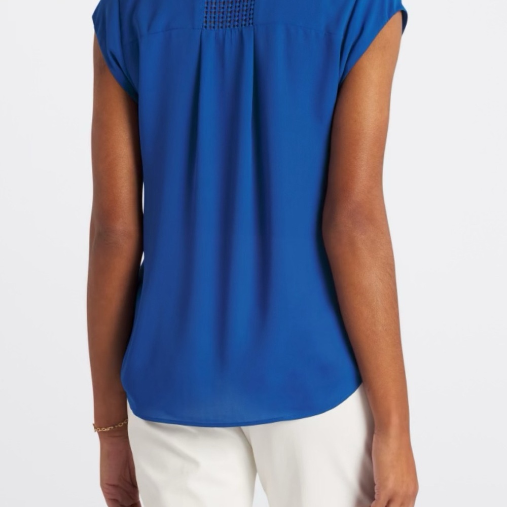 Daniel Rainn Estefany Lace Detail Split Neck Blouse XL Cobalt - Picture 5 of 5